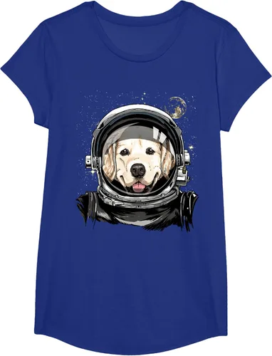 Vista 67 de Camiseta para amantes de los perros de los astronautas del espacio exterior Golden Retriever Lover, Negro