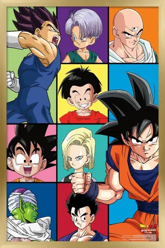 Vista 14 de Trends International Dragon Ball Z - Póster de pared con cuadrícula, 22.375 x 34 pulgadas, versión enmarcada de madera de granero