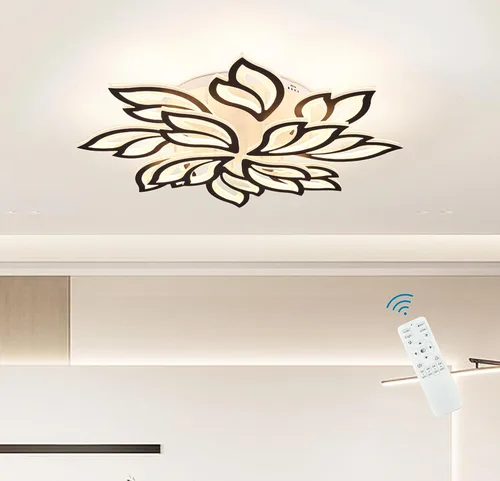 Vista 16 de Garwarm Lámpara de Techo Moderna, Candelabro LED Regulable de 23.6" Empotrado en el Techo, Control Remoto Lámpara de Hoja Acrílica Blanca para Sala