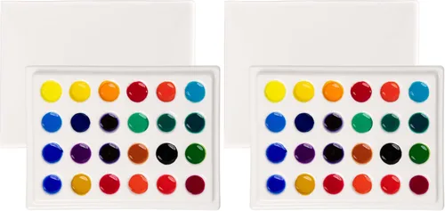 Vista 9 de MEEDEN Paleta de acuarela de cerámica con tapa, bandeja de mezcla de porcelana blanca de 12 pocillos, paleta de pintura para artista con tapa