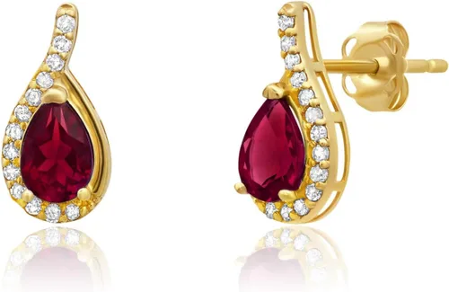 Vista 17 de 14K Yellow or White Gold 6x4mm Gemstone Pear Shape Drop Stud Earrings Azul zafiro creado