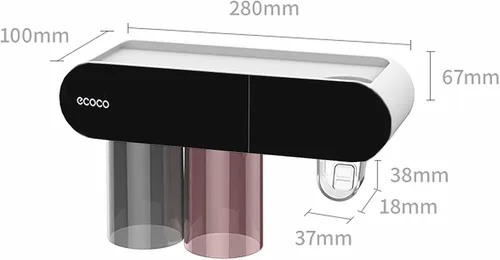 Vista 2 de Soportes para cepillos de dientes para baños montados en la pared, 2 tazas de soporte magnético para cepillos de dientes, kit familiar