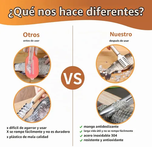 Vista 4 de 3 piezas de raspador de pescado removedor limpiador de pescado raspador cepillo con dientes de sierra de acero inoxidable quitar fácilmente escamas