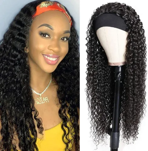 Vista 36 de XSY: Peluca de diadema de cabello humano de onda profunda sin pegamento, sin encaje frontal, peluca de diadema rizada, lista para usar y llevar
