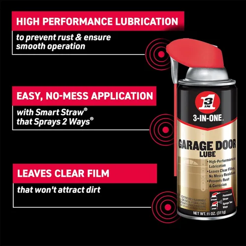 Vista 2 de 3-IN-ONE Lubricante profesional en aerosol para puertas de cochera, 11 onzas, 1