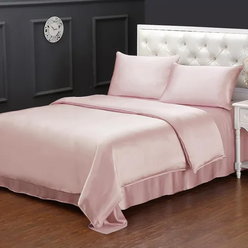 Vista 11 de LilySilk Juego de ropa de cama de seda de 4 piezas, 100% seda de morera 19 Momme, 1 sábana bajera de seda, 1 funda nórdica de seda y 2 fundas