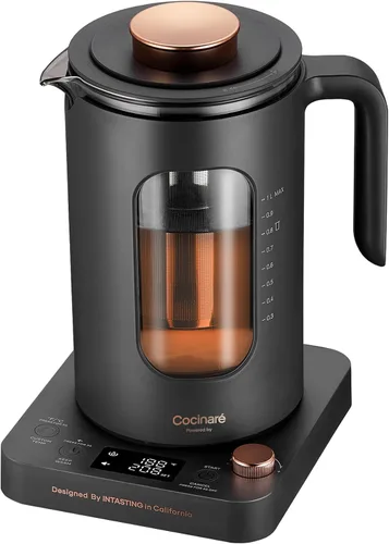 Vista 9 de INTASTING Hervidor de té eléctrico, hervidor eléctrico con infusor de té, control de temperatura de perilla de ±1 ℉, vidrio sin BPA, calentamiento