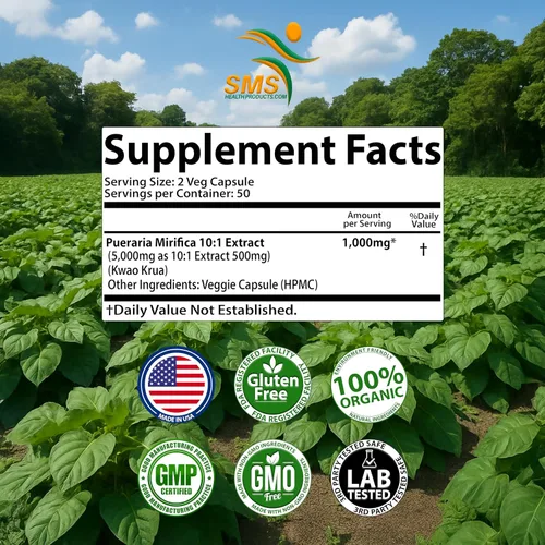 Vista 3 de Feminizer Píldoras de cambio de sexo por SMS, 100 cápsulas vegetales Pueraria Mirifica para estrógeno 1,000 mg puro 10:1 extracto de raíz en polvo