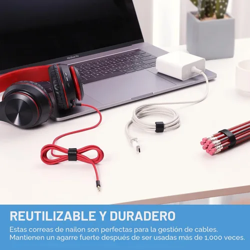 Vista 3 de Rollo de gancho y bucle de 1/2 pulgadas x 100 pies Tiras de doble cara, correas autoadhesivas Sujetadores reutilizables multiusos para el hogar