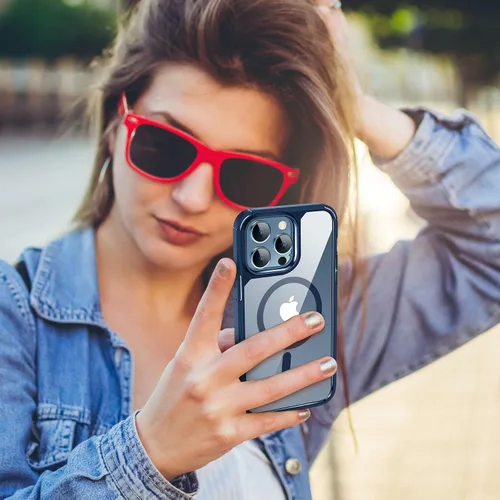 Vista 7 de Funda magnética diseñada para iPhone 13 Pro Max [compatible con MagSafe] con protector de pantalla y protector de lente de cámara, funda Azul