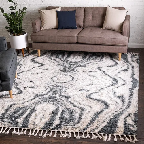 Vista 15 de Unique Loom Hygge Shag Collection - Alfombra rectangular de 2 pies 2 pulgadas x 3 pies 1 pulgada, color negro y blanco/gris
