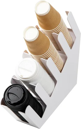Vista 4 de Mind Reader - Soporte acrílico de 3 compartimentos para vasos desechables apilados, para bebidas calientes o frías