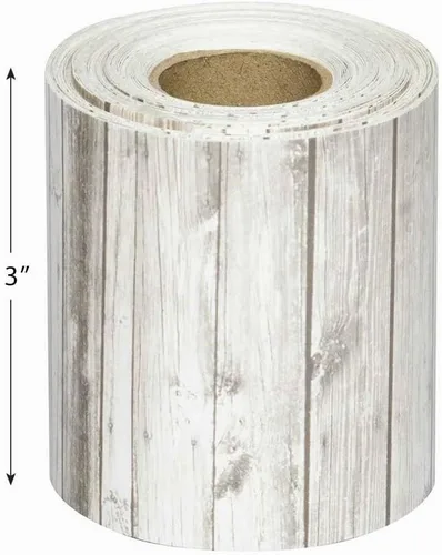 Vista 6 de Teacher Created Resources Borde enrollado recto de madera blanca – 50 pies – Decora tablones de anuncios, paredes, escritorios, ventanas, puertas