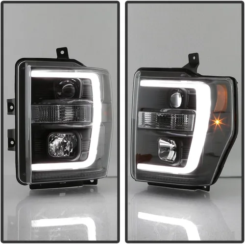 Vista 2 de ACANII - Para negro 2008 2009 2010 Ford F250 F350 Superduty Pickup LED tubo proyector faros faros Set izquierdo+derecho