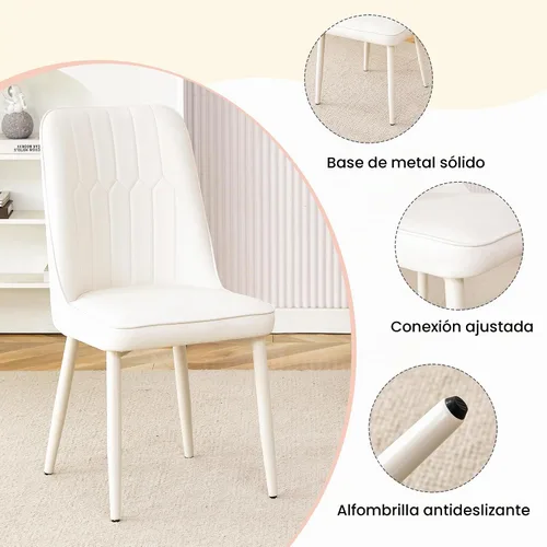 Vista 6 de Juego de mesa de comedor blanco Ebullient para 8, mesa de comedor ovalada de mármol de 67' con 8 sillas de metal, tapa de grano de mármol de 3.5