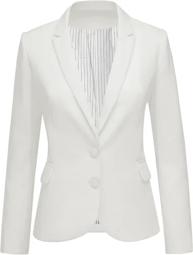 Vista 16 de Luvamia - Chaqueta Blazer para Mujer, de Manga Larga, Cuello con Solapas, Botón de Cuello, con Bolsillos Un nuevo botón negro
