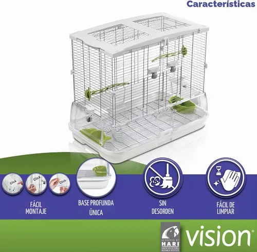 Vista 3 de Vision 2 jaula para pájaros, Hagen Hagen , M, Blanco