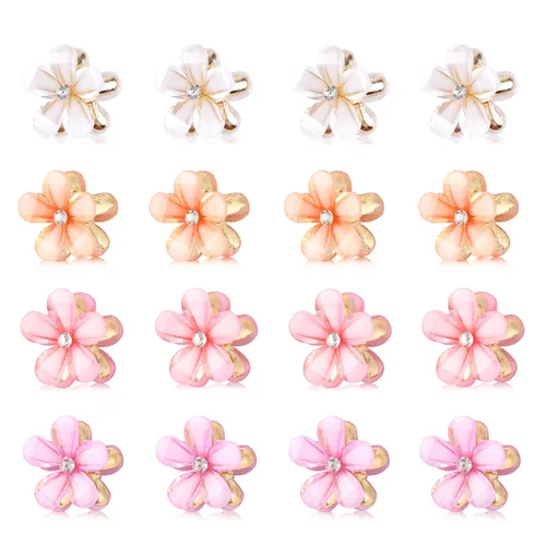 Vista 10 de CWJCYTNSN 16 unidades de pequeñas pinzas para el cabello para mujeres y niñas, mini pinzas de flores de cristal, pinzas de metal lindas de 0.8