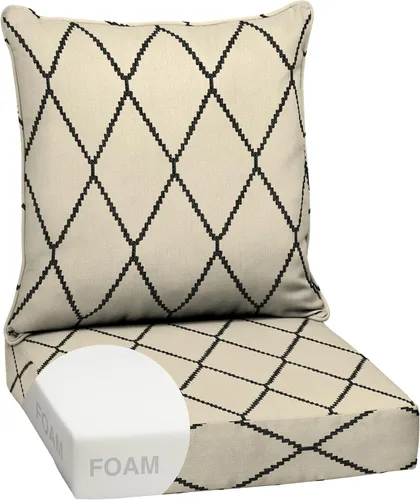 Vista 33 de Arden - Juego de cojines de asiento profundo para exteriores, espuma, 24x24, azulejos Alana