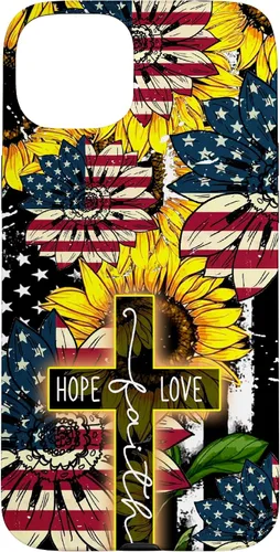 Vista 9 de Funda para iPhone 16 Sunflowers Faith Hope Love Jesus Cross Christian