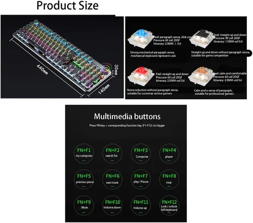 Vista 6 de ARCH Teclado mecánico de juego y ratón Combo 104 teclas teclado computadora ergonómico programable ratón para PC Gamer computadora portátil