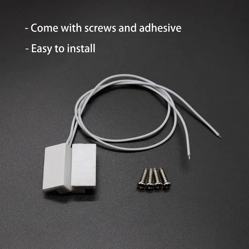 Vista 4 de Interruptor magnético de láminas NC Montaje en superficie con cable Sensor de contacto de ventana de puerta con papel adhesivo para seguridad
