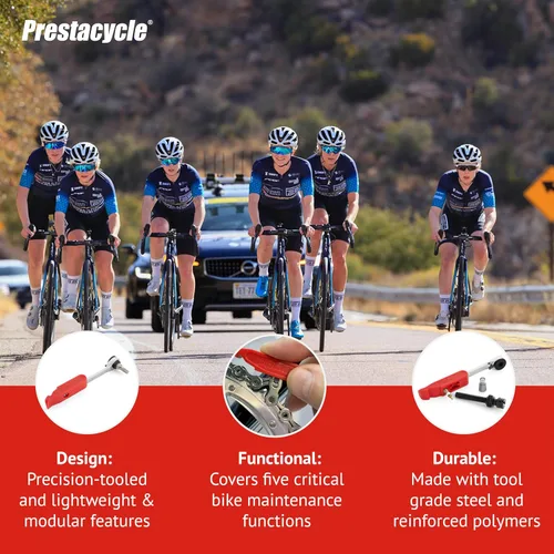 Vista 4 de Prestacycle Prestaratchet GO 5 en 1 Kit de herramientas múltiples para bicicleta, llave de trinquete, palanca de neumáticos, removedor de eslabones