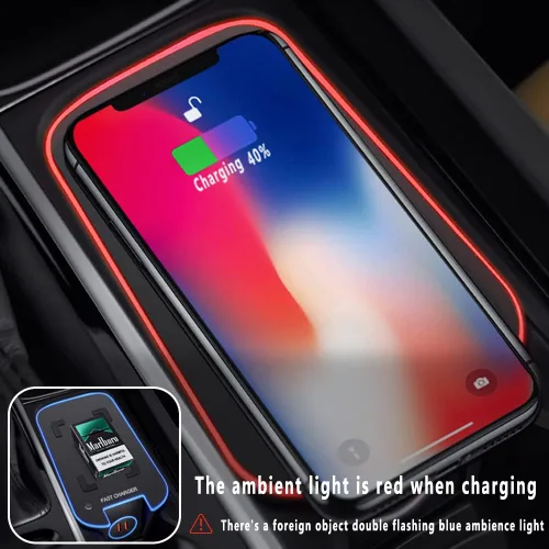 Vista 5 de Soporte de cargador inalámbrico para automóvil compatible con Volvo XC90, XC60, S90L, V90 2017-2023, QC 3.0 de carga rápida compatible con iPhone