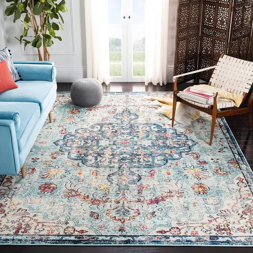 Vista 17 de SAFAVIEH Colección Madison MAD447B - Tapete bohemio con medallón antiguo y elegante, no desprende pelusa, para la sala, dormitorio, comedor