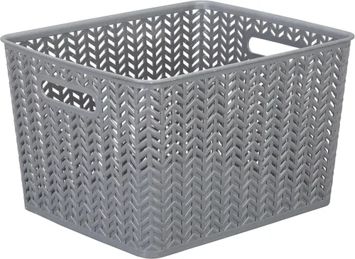 Vista 20 de Simplify Paquete de 3 cestas de almacenamiento pequeñas en espiga, dimensiones: 10 x 8 x 4 pulgadas, diseño de espiga, peso ligero, ideal para baño