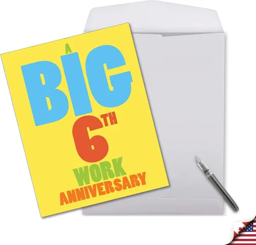 Vista 6 de NobleWorks Divertida tarjeta de notas de aniversario de trabajo de 6º hito de nosotros de 8.5 x 11 pulgadas con sobre para hombres, mujeres