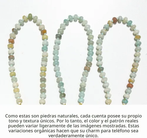 Vista 2 de Dije de piedra natural para teléfono, correa de muñeca de teléfono curativa con cuentas, cordón de cadena para teléfono celular hecho a mano