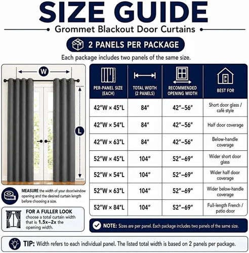 Vista 7 de Aquazolax Cortinas opacas de 45 pulgadas de largo, juego de 2 paneles para guardería, cortinas de tratamiento de ventanas con aislamiento térmico