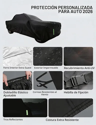 Vista 8 de Proadsy - Cubierta para automóvil, resistente al viento, sol, lluvia, rayos UV, polvo y nieve, para todo tipo de clima, impermeable, funda