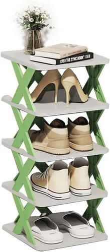 Vista 13 de Organizador de almacenamiento de zapatos de varias capas, zapatero estrecho y vertical, pequeño soporte vertical para zapatos, organizador
