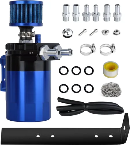 Vista 10 de Kit universal de captura de aceite para coche, tanque de depósito automotriz desconcertado polaco de 10.1 fl oz con respiradero de aluminio compacto
