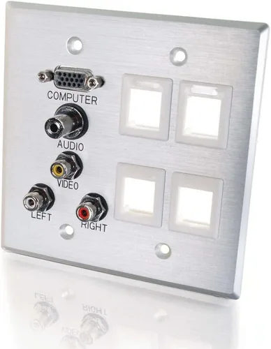 Vista 10 de C2G 03721 Placa de pared Keystone de dos puertos, color blanco