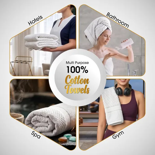 Vista 5 de Ample Decor Juego de toallas de baño 100% algodón, 6 piezas, suaves y absorbentes, de secado rápido, juego de toallas de baño