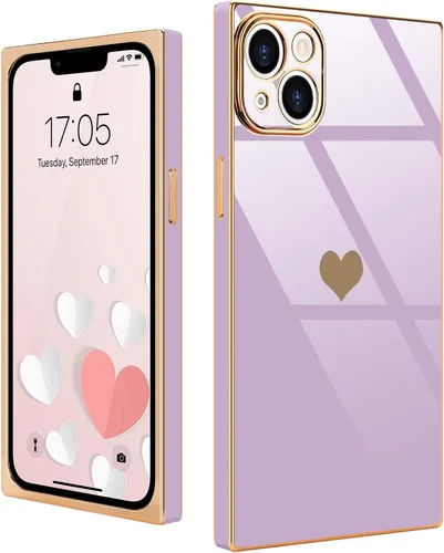 Vista 74 de Compatible con iPhone 12 Funda Rectangular Bonita Chapado Dorado Lujo Corazón de Amor Funda de Teléfono para Mujeres Niñas A Prueba de Golpes