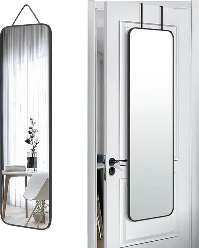 Vista 21 de SCWF-GZ Espejo rectangular de longitud completa de 24 x 36 pulgadas, montado en la pared o contra la pared, aleación de aluminio, marco de metal