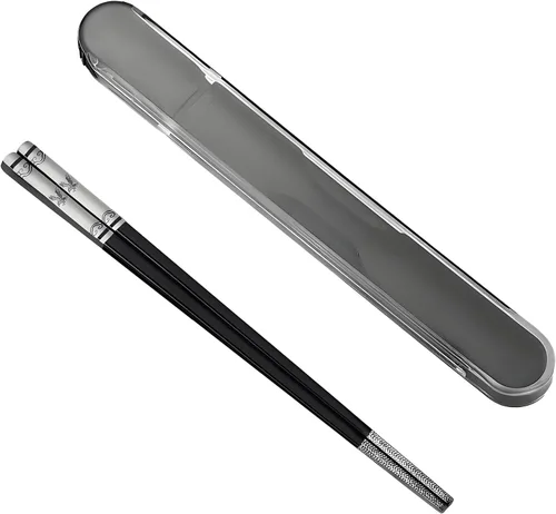 Vista 13 de Palillos portátiles con diseño de tira, juego de palillos de metal reutilizables de acero inoxidable con revestimiento de titanio para la escuela