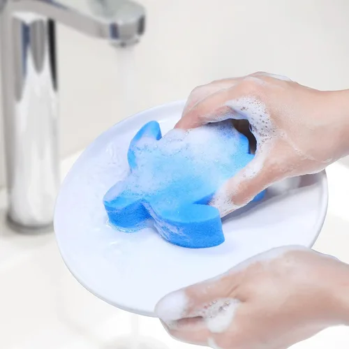 Vista 8 de Chuangdi 24 esponjas para bañera de hidromasaje, absorción de espuma de aceite de tortuga para spa y piscina (azul)