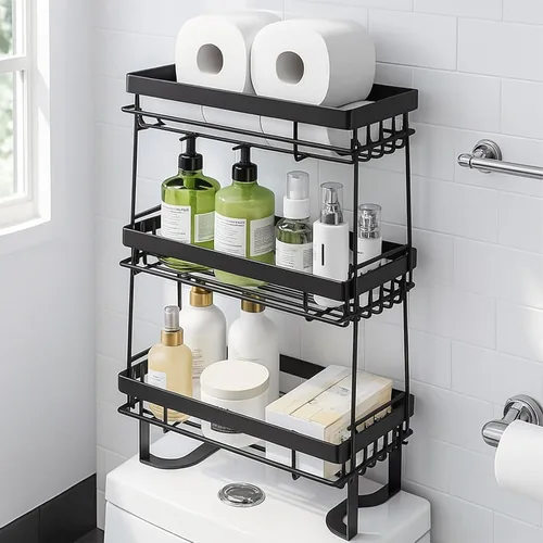 Vista 10 de PowerKing Estante de almacenamiento sobre el inodoro, organizador de baño Blanco
