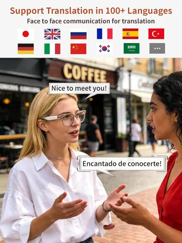 Vista 5 de Gafas Bluetooth para mujeres y hombres con Bluetooth 5.4, gafas de traducción con bloqueo de luz azul y lentes de cambio de color, asistente de voz