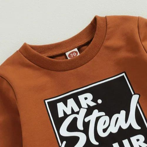 Vista 4 de Conjunto de 2 piezas de sudadera de manga larga con cuello redondo y pantalones deportivos para bebé niño