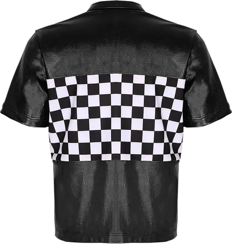 Vista 4 de YiZYiF Disfraz de piloto de coche de carreras para niños y niñas, camisa de manga corta con cremallera para Halloween, cosplay, trajes