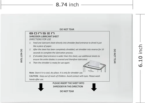 Vista 3 de BONSEN Hojas de afilar y lubricantes para trituradora de papel - Paquete de 50