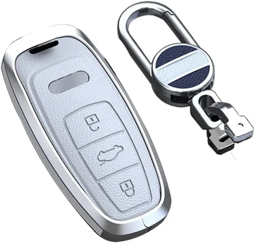 Vista 7 de SANRILY Funda de llavero negra sin llave para Audi A6 A7 A8 2020 2021 E-tron Q8 Q7 de metal con llavero Negro