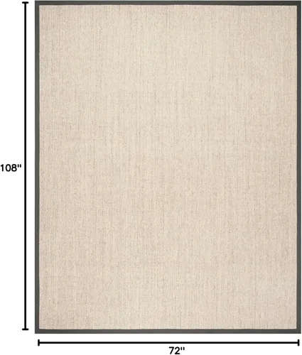 Vista 76 de Alfombra de sisal Safavieh, de color maíz y negro, tejida a mano, de la colección de fibras naturales; 5 x 8 pulgadas, NF441A, Tela, Gris / Gris