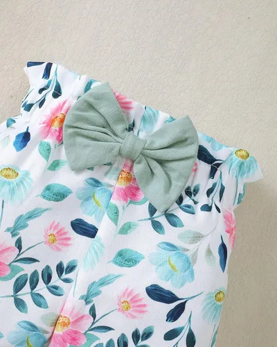 Vista 85 de SUNNY PIGGY Ropa para bebé recién nacida, con volantes, mameluco de algodón floral, conjunto de pantalones de algodón para niñas